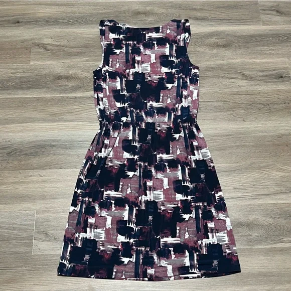 Loft Medium Dress Purple Blue Cowl Neck Drawstring Abstract Sleeveless Stretch - Picture 5 of 7